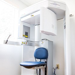 Close-up of a CT scanner in a dentist’s office