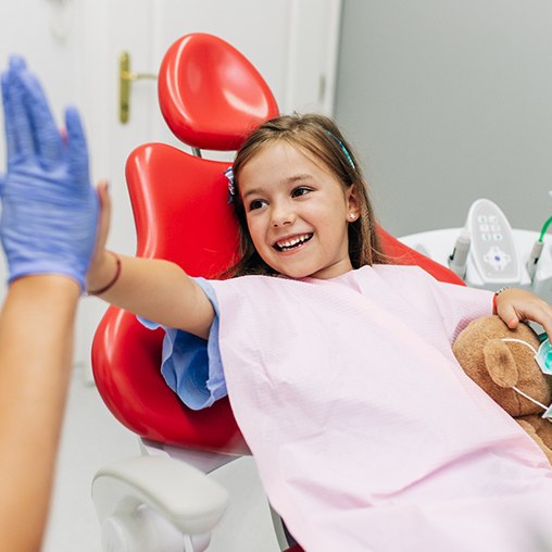 A little girl at the dentist