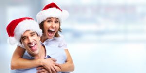 couple in Santa hats