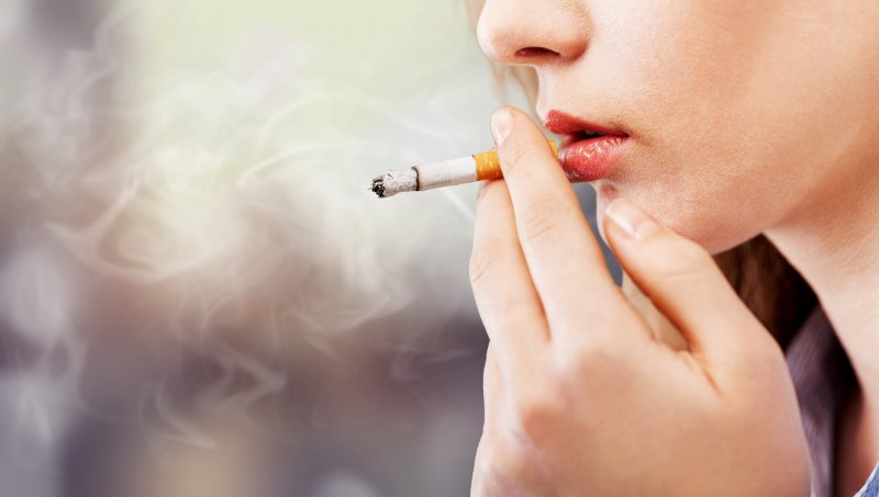 Woman smoking a cigarette