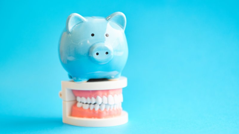 Piggy bank with white teeth model