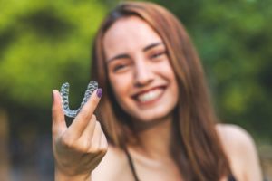 a closeup of an Invisalign refinement aligner