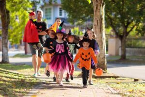 Group of trick-or-treaters.
